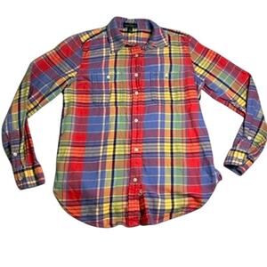 LRL Lauren Jeans Co. Flannel Womens Medium Plaid Fall Layers Colorful Capsule